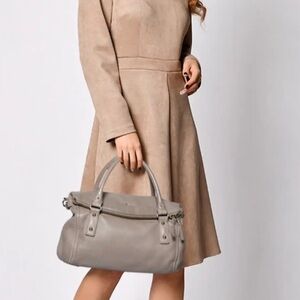 Kate Spade Cobble Hill Leslie Large Satchel Beige Leather Pebbled